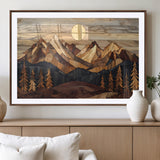 39116082-MGV-CV-36X24-Wood Mountain Landscape Wall Art Canvas Print, Framed Sunset Hills Art Picture Print, Abstract Nature Perfect Boho Decor Artwork