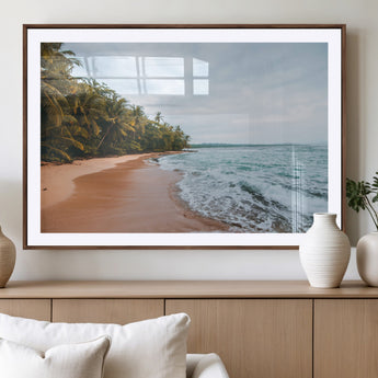 88125882-MGV-CV-36X24-Tropical Shoreline Wall Art Canvas Print, Framed Palm Trees Art Picture Print, Tropical Ocean Perfect Tropical Coastal Decor
