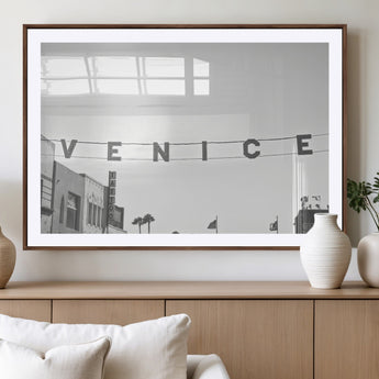 68254589-MGV-CV-36X24-Venice Sign Wall Art Canvas Print, Framed Venice Letters Art Picture Print, Los Angeles Perfect Minimalist Urban Decor Artwork