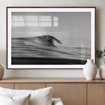 24029476-MGV-CV-36X24-Black Wave Wall Art Canvas Print, Framed Abstract Surf Art Picture Print, Minimalist Ocean Perfect Minimalist Coastal Decor