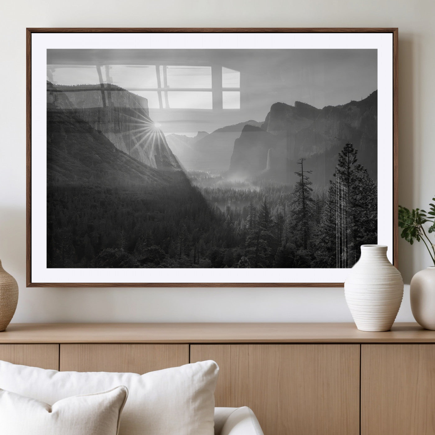 39278955-MGV-CV-36X24-Yosemite Valley Wall Art Canvas Print, Framed El Capitan Art Picture Print, Misty Mountain Perfect Modern Rustic Decor Artwork