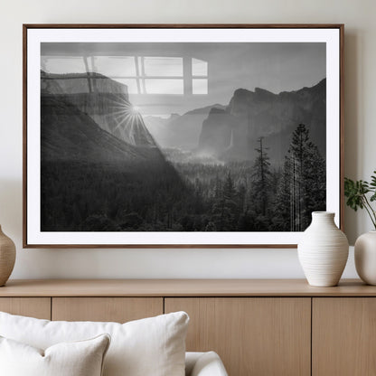 39278955-MGV-CV-36X24-Yosemite Valley Wall Art Canvas Print, Framed El Capitan Art Picture Print, Misty Mountain Perfect Modern Rustic Decor Artwork