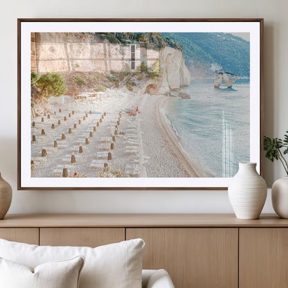 84816639-MGV-CV-36X24-Mediterranean Beach Wall Art Canvas Print, Framed Airy Coastal Art Picture Print, Summer Shore Perfect Coastal Retreat Decor