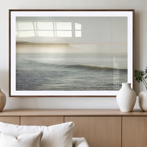 39310633-MGV-CV-36X24-Coastal Cliffs Wall Art Canvas Print, Framed Misty Ocean Art Picture Print, Morning Light Perfect Minimalistic Coastal Decor