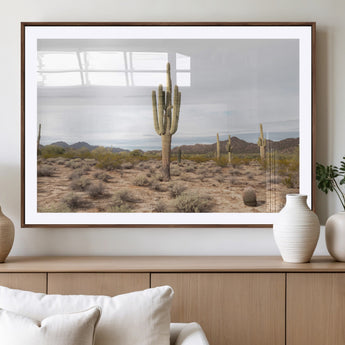 96147924-MGV-CV-36X24-Saguaro Cactus Wall Art Canvas Print, Framed Desert Cactus Art Picture Print, Earthy Desert Perfect Southwestern Boho Decor