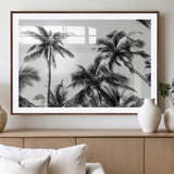 46641801-MGV-CV-36X24-Palm Tree Wall Art Canvas Print, Framed Black White Tropics Art Picture Print, Monochrome Palms Perfect Modern Tropical Minimalist