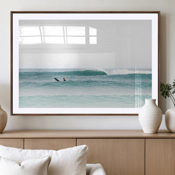 56345117-MGV-CV-36X24-Minimalist Surfing Wall Art Canvas Print, Framed Ocean Waves Art Picture Print, Soft Ocean Perfect Minimalist Coastal Decor