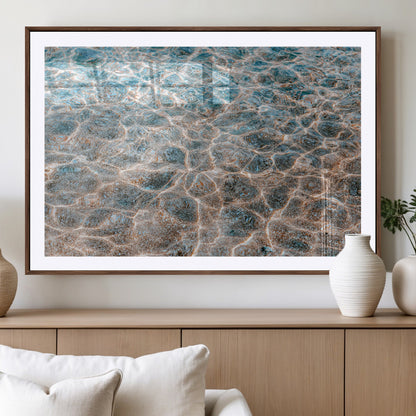 26580287-MGV-CV-36X24-Clear Water Wall Art Canvas Print, Framed Sunlit Ripples Art Picture Print, Ocean Texture Perfect Modern Coastal Decor Artwork