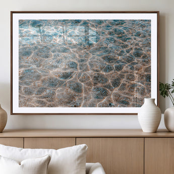 26580287-MGV-CV-36X24-Clear Water Wall Art Canvas Print, Framed Sunlit Ripples Art Picture Print, Ocean Texture Perfect Modern Coastal Decor Artwork
