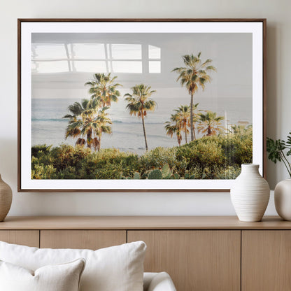 94707294-MGV-CV-36X24-California Coast Wall Art Canvas Print, Framed Palm Trees Art Picture Print, Coastal Landscape Perfect Coastal Minimalist Decor