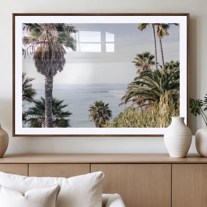 51404565-MGV-CV-36X24-Palm Trees Wall Art Canvas Print, Framed Ocean Breeze Art Picture Print, Coastal View Perfect Tropical Coastal Decor Artwork
