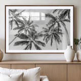 62113786-MGV-CV-36X24-Black White Palm Wall Art Canvas Print, Framed Monochrome Tropics Art Picture Print, Minimalist Beach Perfect Coastal Minimalist
