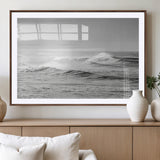 98634812-MGV-CV-36X24-Black and White Ocean Waves Wall Art – Minimalist Sea Canvas Print, Coastal Photography Decor for Living Room, Bedroom or Office