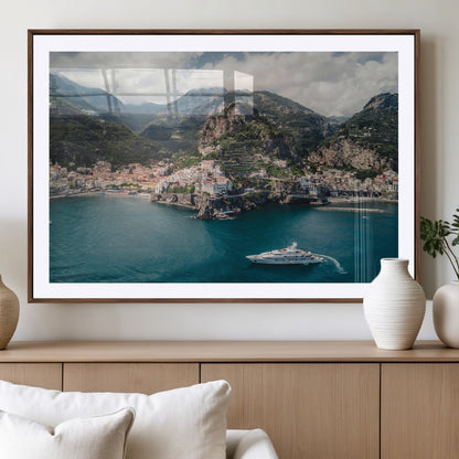 20321590-MGV-CV-36X24-Amalfi Coast Wall Art Canvas Print, Framed Italy Travel Art Picture Print, Mediterranean Landscape Perfect Mediterranean Coastal