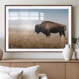 99620201-MGV-CV-36X24-Wild Bison Wall Art Canvas Print, Framed Bison in Prairie Art Picture Print, Rustic Western Perfect Rustic Western Decor Artwork