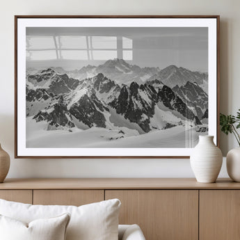 32399691-MGV-CV-36X24-Snowy Mountain Wall Art Canvas Print, Framed Mountain Peaks Art Picture Print, Alpine Mountains Perfect Minimalist Alpine Decor