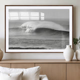 42544082-MGV-CV-36X24-Monochrome Seascape Wall Art Canvas Print, Framed Surf Wave Art Picture Print, Minimalist Ocean Perfect Moody Coastal Decor