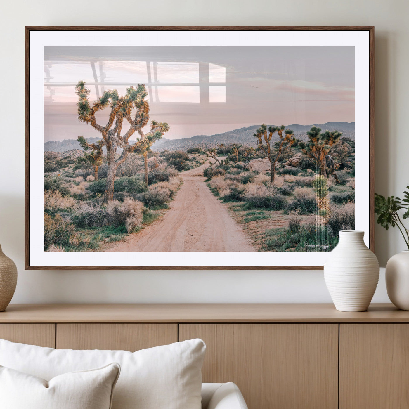 12540952-MGV-CV-36X24-Joshua Tree Park Wall Art Canvas Print, Framed Desert Road Art Picture Print, Sunset Drive Perfect Southwestern Boho Decor Artwork