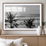 17508038-MGV-CV-36X24-Tropical Coastline Wall Art Canvas Print, Framed Palm Trees Art Picture Print, Ocean Waves Perfect Minimalist Coastal Decor