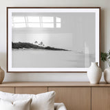 29611516-MGV-CV-36X24-Black White Beach Wall Art Canvas Print, Framed Palm Trees Art Picture Print, Monochrome Tropical Perfect Minimalist Coastal Decor