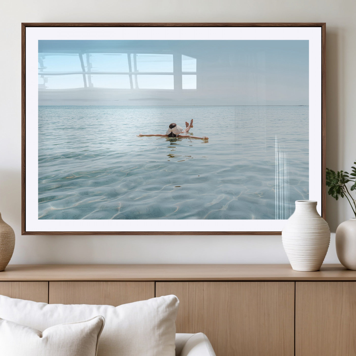 32624554-MGV-CV-36X24-Swimming Relaxation Wall Art Canvas Print, Framed Peaceful Water Art Picture Print, Clear Sea Perfect Minimalist Aquatic Decor