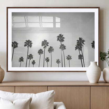 62298277-MGV-CV-36X24-Monochrome Palms Wall Art Canvas Print, Framed Minimalist Trees Art Picture Print, Silhouetted Palms Perfect Tropical Minimalist