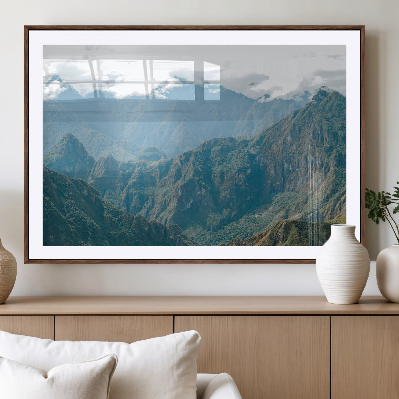 79393816-MGV-CV-36X24-Misty Mountain Wall Art Canvas Print, Framed Cloudy Andean Art Picture Print, Rugged Mountain Perfect Rustic Nature Decor Artwork