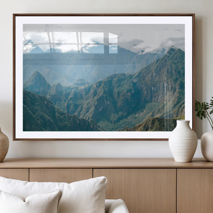 79393816-MGV-CV-36X24-Misty Mountain Wall Art Canvas Print, Framed Cloudy Andean Art Picture Print, Rugged Mountain Perfect Rustic Nature Decor Artwork