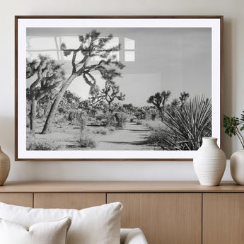 88164251-MGV-CV-36X24-Joshua Tree Wall Art Canvas Print, Framed Desert Path Art Picture Print, Monochrome Desert Perfect Minimalist Desert Decor Artwork