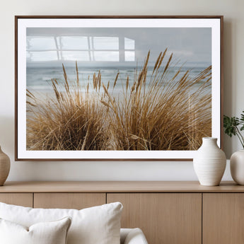 14270839-MGV-CV-36X24-Beach Grass Wall Art Canvas Print, Framed Coastal Dunes Art Picture Print, Dune Grass Perfect Coastal Minimalist Decor Artwork