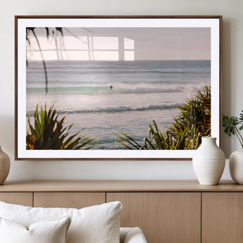 23287092-MGV-CV-36X24-Ocean Surfer Wall Art Canvas Print, Framed Coastal Surf Art Picture Print, Tropical Beach Perfect Tropical Coastal Decor Artwork