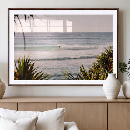 23287092-MGV-CV-36X24-Ocean Surfer Wall Art Canvas Print, Framed Coastal Surf Art Picture Print, Tropical Beach Perfect Tropical Coastal Decor Artwork