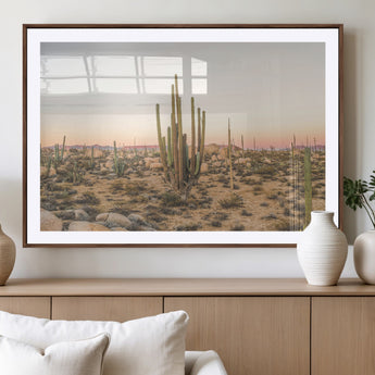 76234974-MGV-CV-36X24-Desert Cactus Wall Art Canvas Print, Framed Baja Desert Art Picture Print, Pastel Desert Perfect Southwestern Boho Decor Artwork