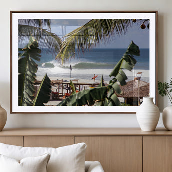 34722557-MGV-CV-36X24-Tropical Shoreline Wall Art Canvas Print, Framed Surfer Beach Art Picture Print, Coastal Surf Perfect Tropical Coastal Decor