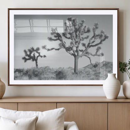 29996209-MGV-CV-36X24-Joshua Tree Art Wall Art Canvas Print, Framed Black White Landscape Art Picture Print, Desert Tree Decor Perfect Southwestern Boho