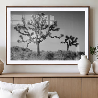 50975475-MGV-CV-36X24-Joshua Tree Art Wall Art Canvas Print, Framed Desert Tree Print Art Picture Print, Black White Nature Perfect Southwestern Boho
