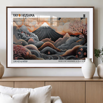 63125329-MGV-CV-36X24-Japanese Mt Fuji Wall Art – Surreal Ukiyo e Style Cherry Blossom Poster, Swirling Cloud Landscape Print, Modern Oriental Asian