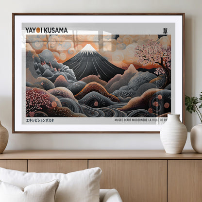 63125329-MGV-CV-36X24-Japanese Mt Fuji Wall Art – Surreal Ukiyo e Style Cherry Blossom Poster, Swirling Cloud Landscape Print, Modern Oriental Asian