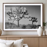 93692513-MGV-CV-36X24-Joshua Tree Wall Art Canvas Print, Framed Monochrome Desert Art Picture Print, Minimalist Nature Scene Perfect Southwestern