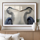18230556-MGV-CV-36X24-Blue Heron Pair Wall Art Canvas Print, Framed Coastal Bird Theme Art Picture Print, Tranquil Wildlife Scene Perfect Coastal