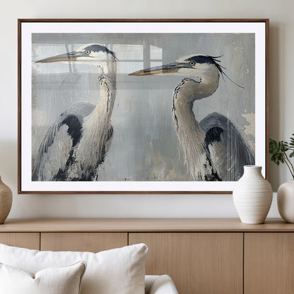19427826-MGV-CV-36X24-Bird Canvas Decor Wall Art Canvas Print, Framed Coastal Bird Pair Art Picture Print, Minimalist Wildlife Wall Perfect Coastal