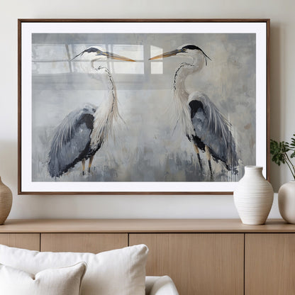 90806932-MGV-CV-36X24-Heron Wall Art Wall Art Canvas Print, Framed Bird Canvas Decor Art Picture Print, Nature Inspired Perfect Coastal Minimalist Decor