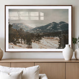 77311749-MGV-CV-36X24-Mountain Landscape Wall Art Canvas Print, Framed Snowy Peaks Art Picture Print, Alpine Aesthetic Perfect Rustic Winter Decor