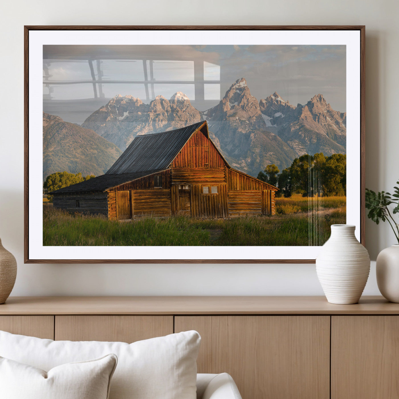 31771014-MGV-CV-36X24-Rustic Barn Wall Art Canvas Print, Framed Western Landscape Art Picture Print, Farmhouse Style Perfect Rustic Farmhouse Decor