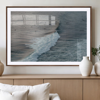 23077324-MGV-CV-36X24-Ocean Waves Wall Art Canvas Print, Framed Coastal Serenity Art Picture Print, Surf Aesthetic Perfect Modern Coastal Decor Artwork
