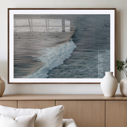 23077324-MGV-CV-36X24-Ocean Waves Wall Art Canvas Print, Framed Coastal Serenity Art Picture Print, Surf Aesthetic Perfect Modern Coastal Decor Artwork