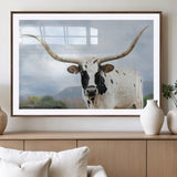 63592811-MGV-CV-36X24-Texas Longhorn Wall Art Canvas Print, Framed Western Rustic Art Picture Print, Farmhouse Decor Perfect Rustic Farmhouse Decor