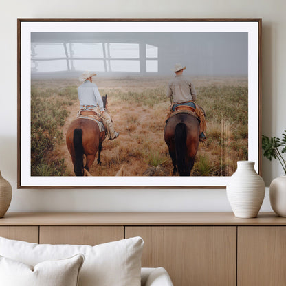 54943176-MGV-CV-36X24-Cowboy Wall Art Wall Art Canvas Print, Framed Western Canvas Art Picture Print, Rustic Ranch Scene Perfect Rustic Western Decor
