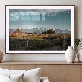 92497443-MGV-CV-36X24-Rustic Farmhouse Wall Art Canvas Print, Framed Mountain Cabin Art Picture Print, Western Landscape Perfect Rustic Farmhouse Decor