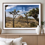 25722592-MGV-CV-36X24-Joshua Tree Desert Wall Art Canvas Print, Framed Southwestern Nature Art Picture Print, Rustic Earth Tones Perfect Southwestern